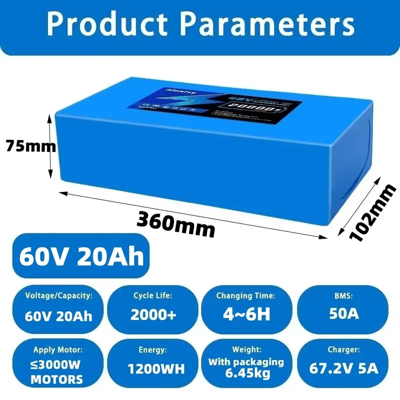 Akumulator litowy 60V 20AH 30A – 60V 30Ah 21700 Battery Pack recenzja i cena